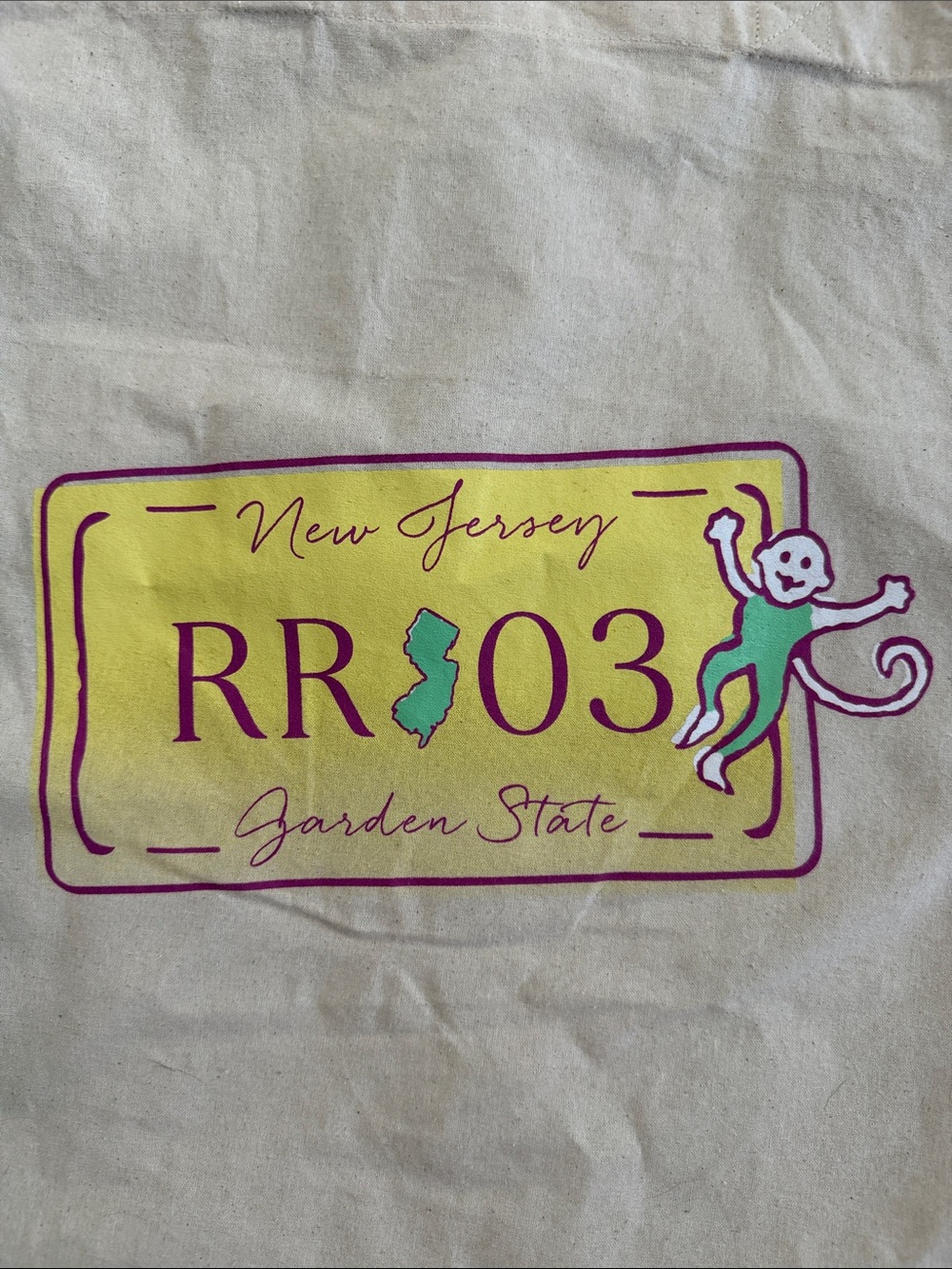 Roller Rabbit New Jersey RR 03 “License Plate” Canvas Cotton Tote, Exclusive - Picture 2 of 4
